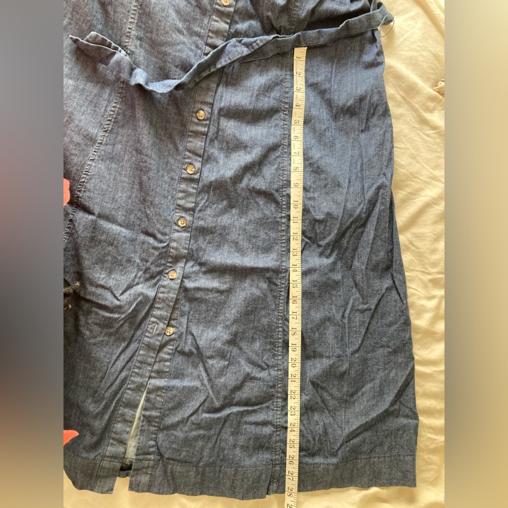 Anne Klein 18W Chambray Sleeveless Button-Down Midi Removable Belt and POCKETS - Picture 9 of 13